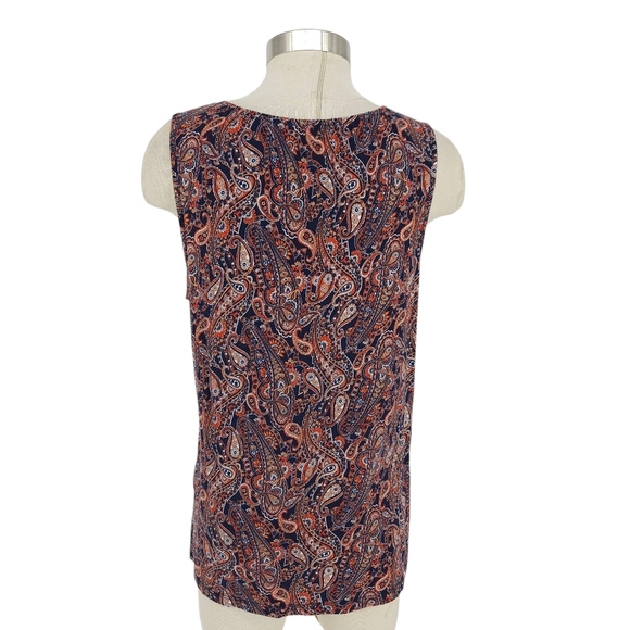 Michael Kors Tank Top Paisley Floral Sleeveless Keyhole Neck Shirt Large - Picture 3 of 8